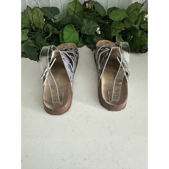 Snake Print Sandals With Adjustable Strap & Cork Sole - Picture 5 of 7